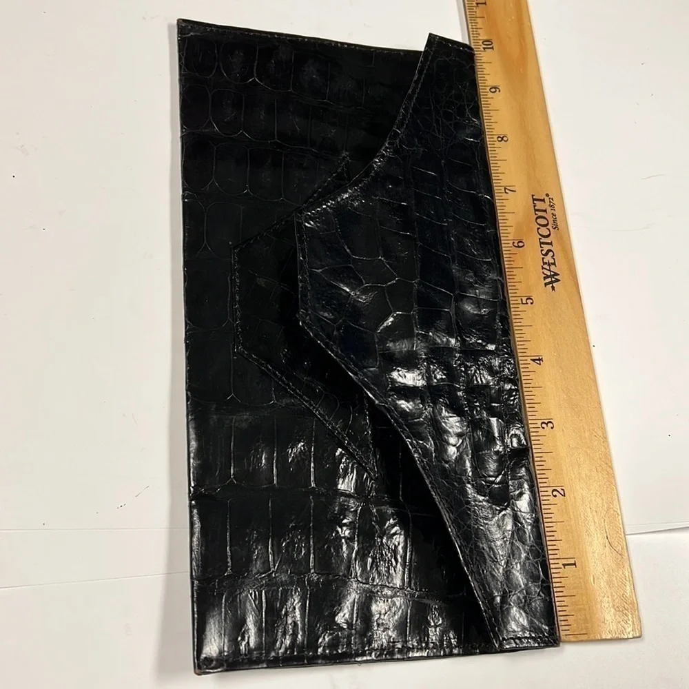 Crocodile Black Flat Envelope Clutch Bag